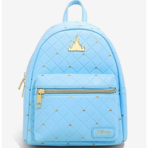 Hot Topic Disney Castle Blue Quilted Mini Backpack - Picture 1 of 4